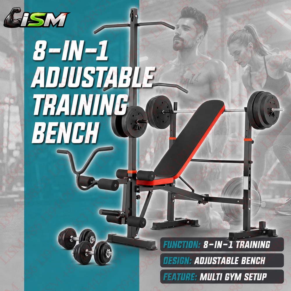 Home Gym Lat Pulldown - 8-in-1 Adjustable Weight Bench 1500LB LAT