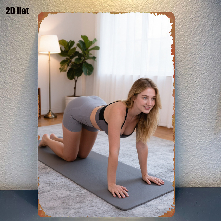 Home Gym Outfit - 2D Flat Style Metal Sign Woman