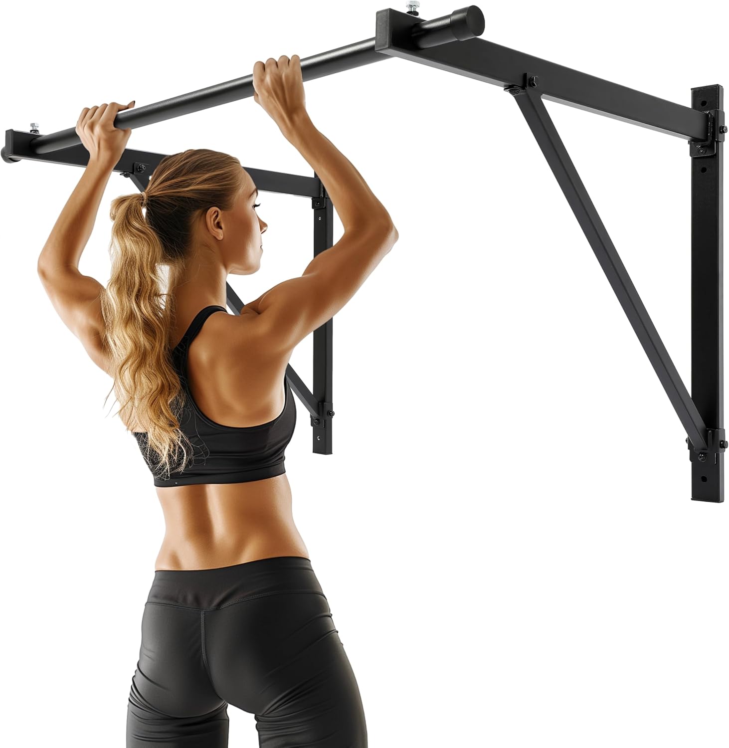 Home Gym Upper Body Workout - 46'' Wall Mounted Pull Up Bar