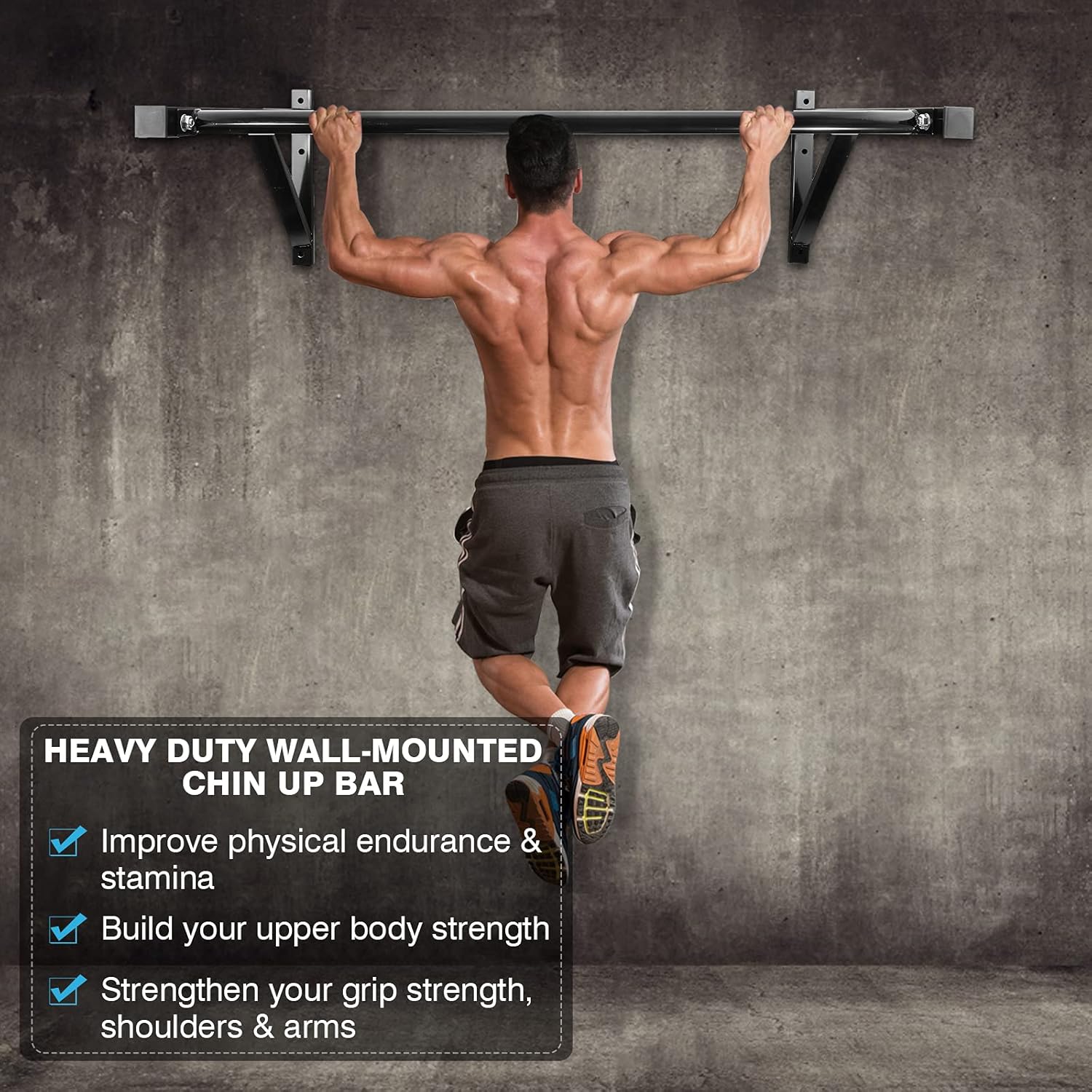 Pull Up Bar Wall Mounted Home  - Home Gym Upper Body Workout review and price
