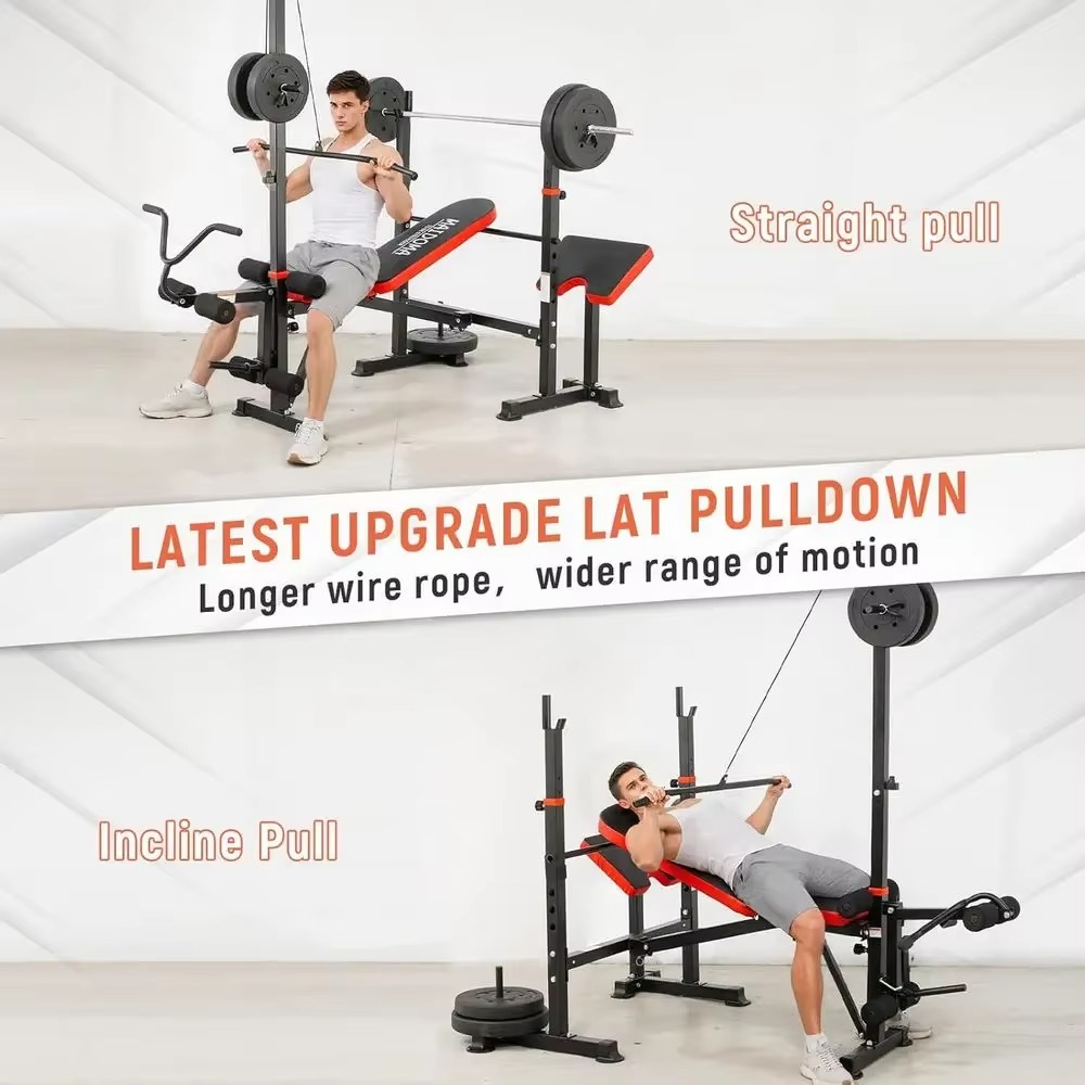 8-in-1 Adjustable Weight Bench - Home Gym Lat Pulldown review and price