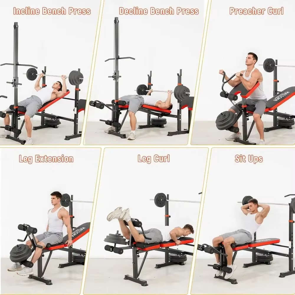 8-in-1 Adjustable Weight Bench - Home Gym Lat Pulldown review and price