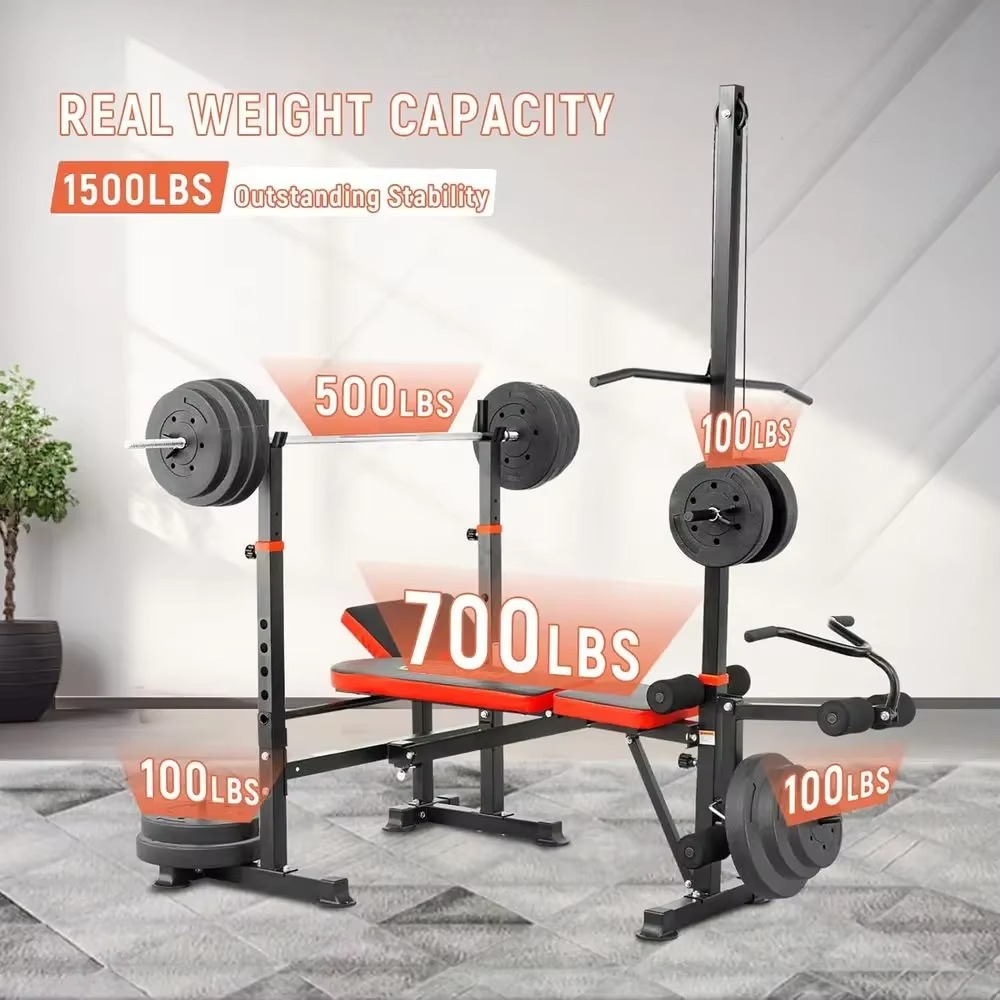 8-in-1 Adjustable Weight Bench - Home Gym Lat Pulldown review and price