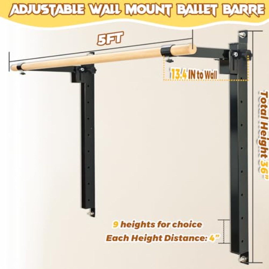Wall Mounted Ballet Barre 4ft  - Home Gym Wall Mounted review and price