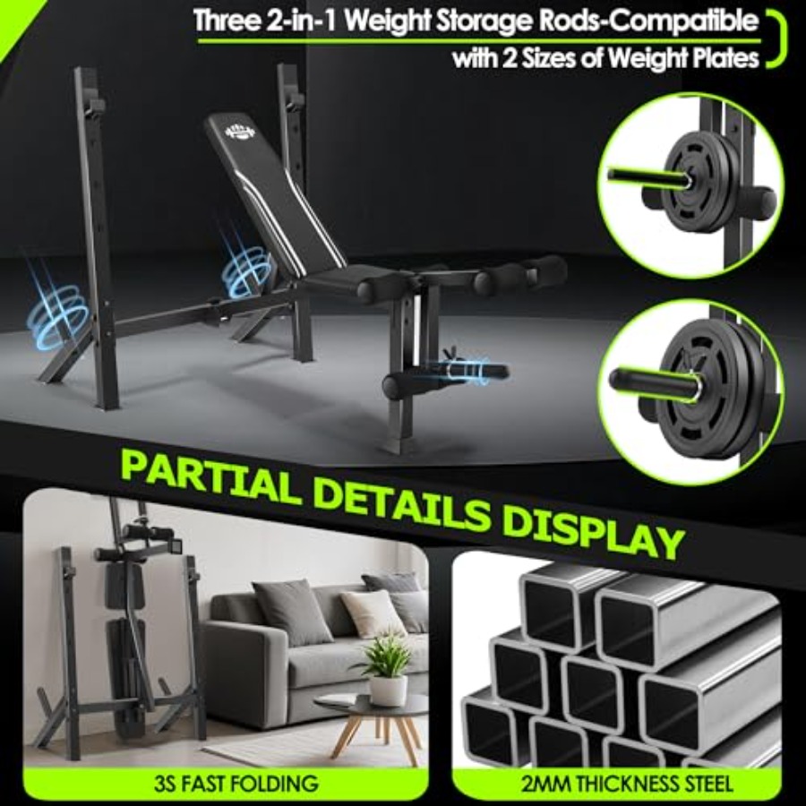 900LBS Weight Bench Set with S - Home Gym With Leg Press review and price