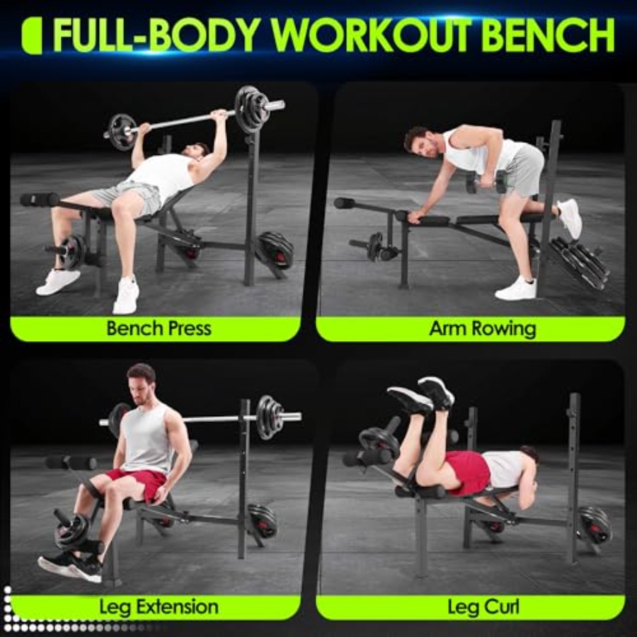 900LBS Weight Bench Set with S - Home Gym With Leg Press review and price