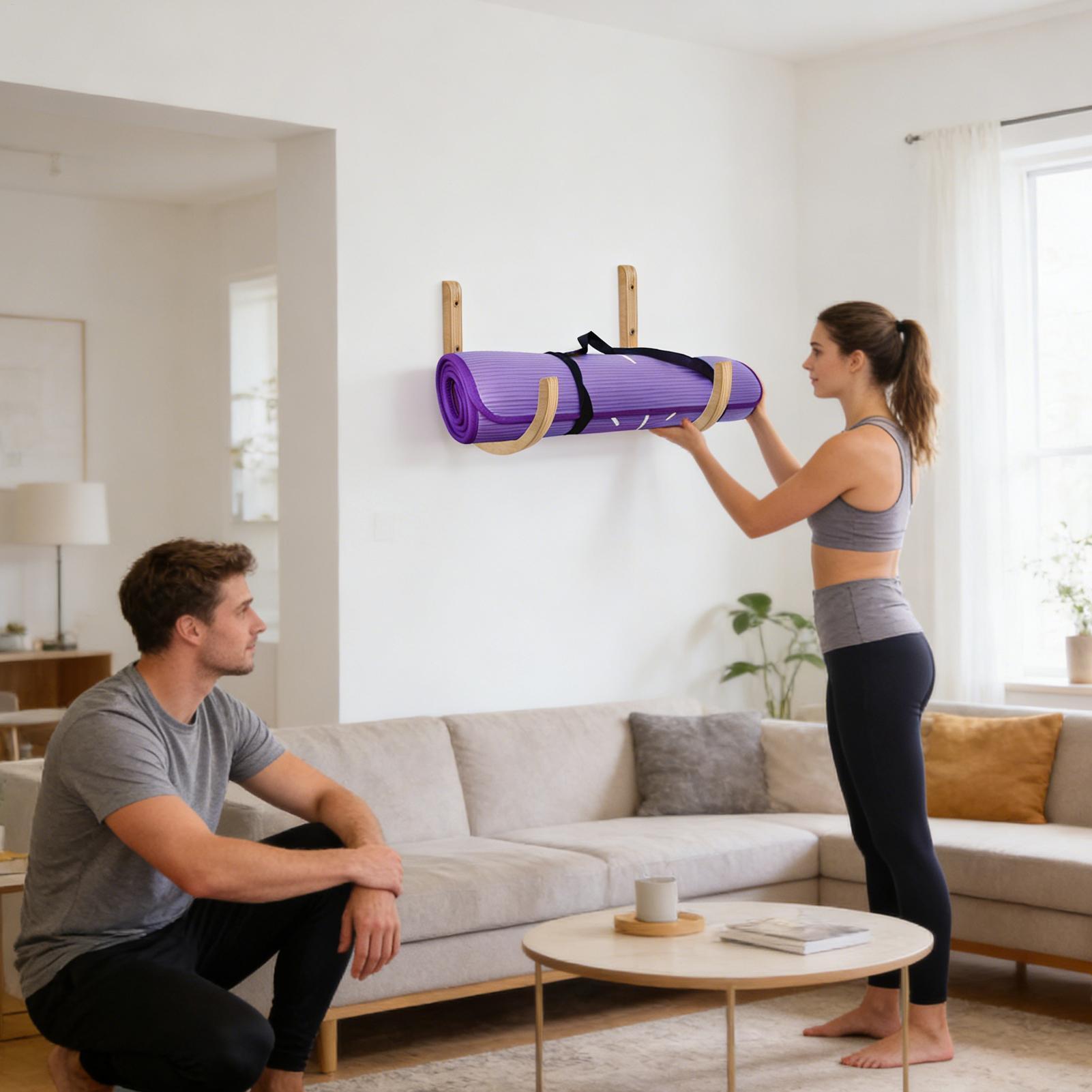 Yoga Mat Holder 2 Pieces Woode - Home Gym Folding Rack review and price