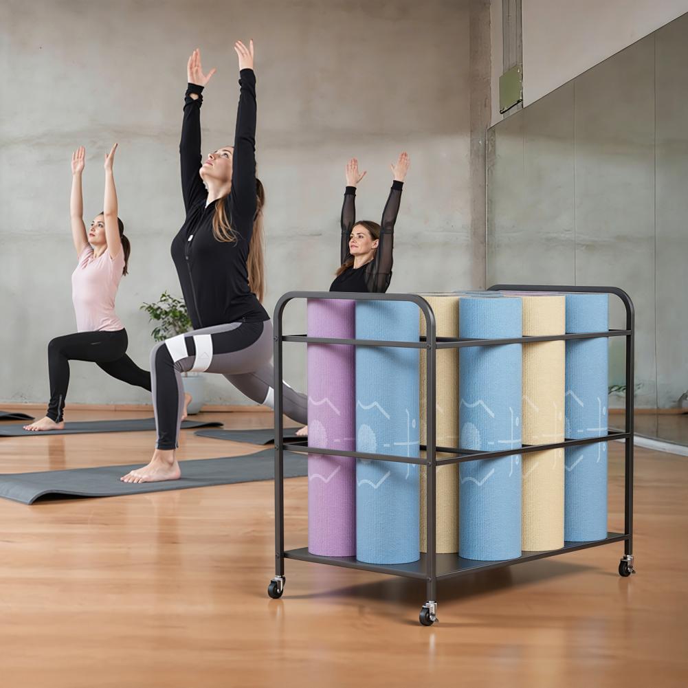 Yoga Mat Storage Rack with Whe - Home Gym Folding Rack review and price