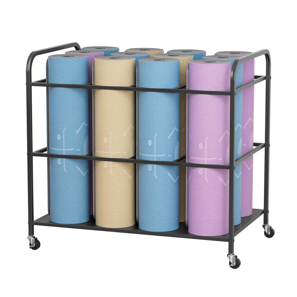 Yoga Mat Storage Rack with Whe - Home Gym Folding Rack review and price