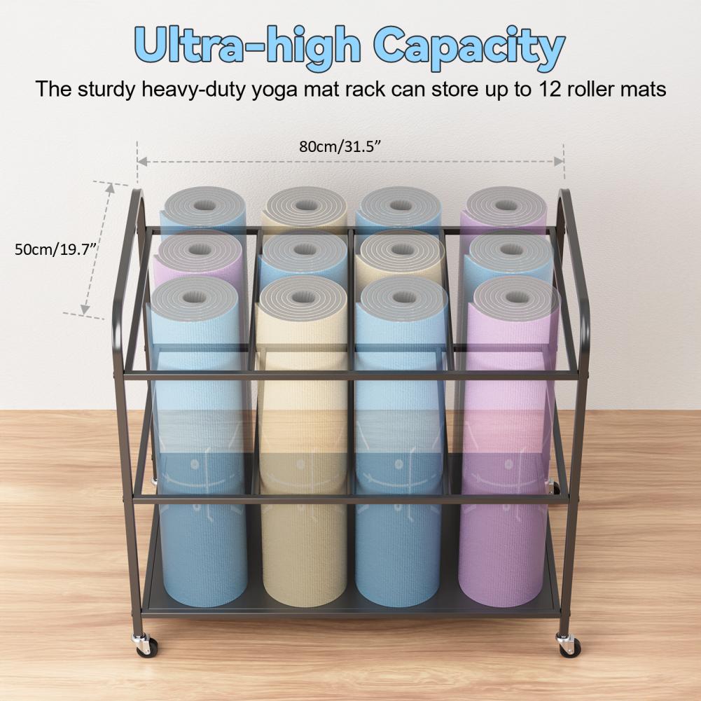 Yoga Mat Storage Rack with Whe - Home Gym Folding Rack review and price