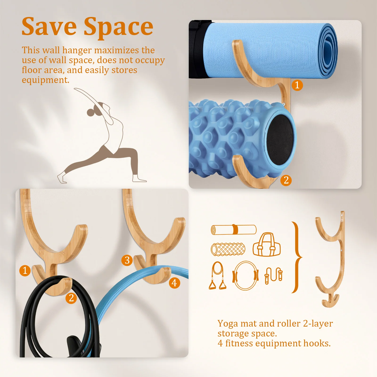 2Pcs Yoga Mat Storage Rack Wal - Home Gym Tunturi review and price