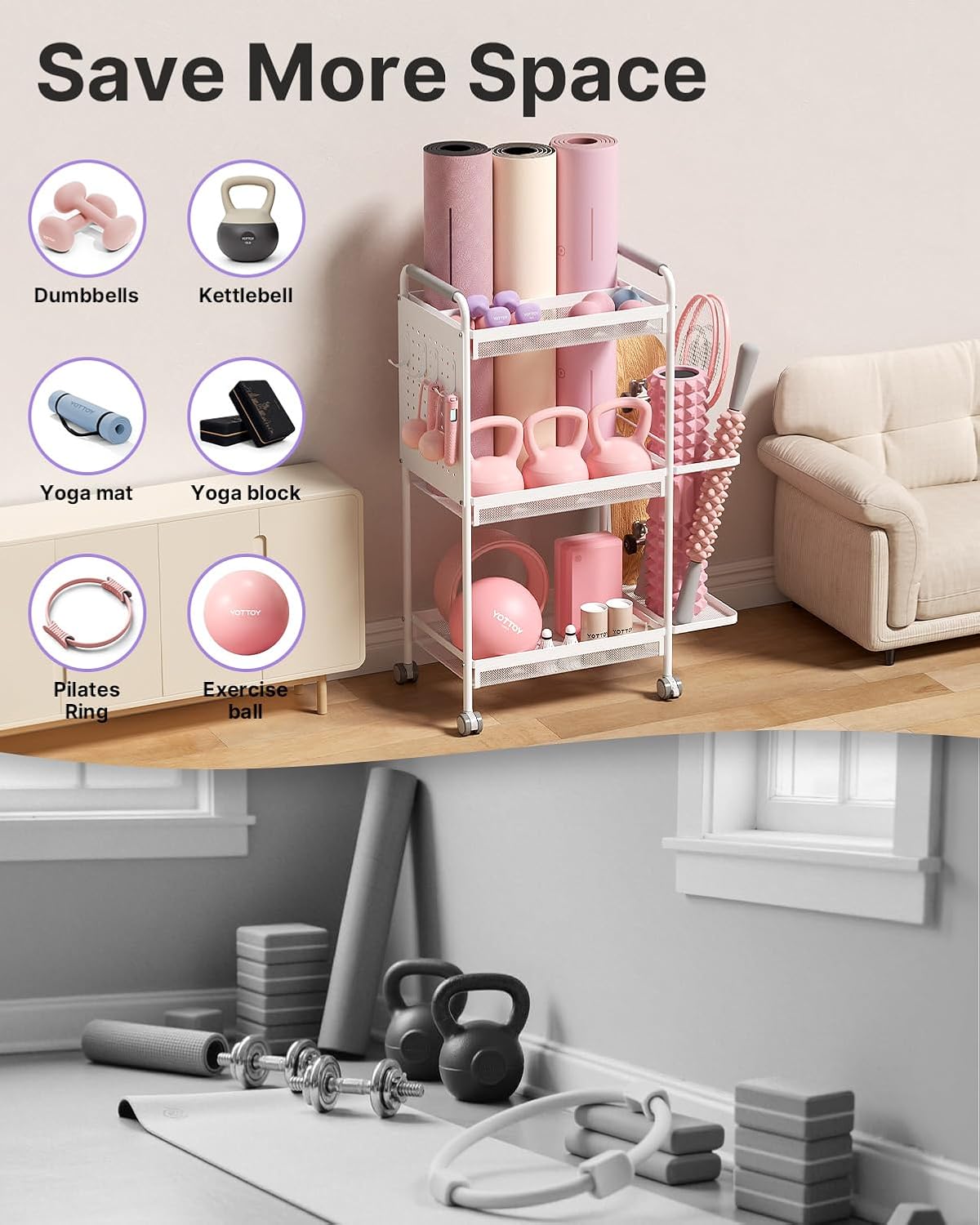 3-Tier Gym Storage Rack for Ho - Home Gym Folding Rack review and price